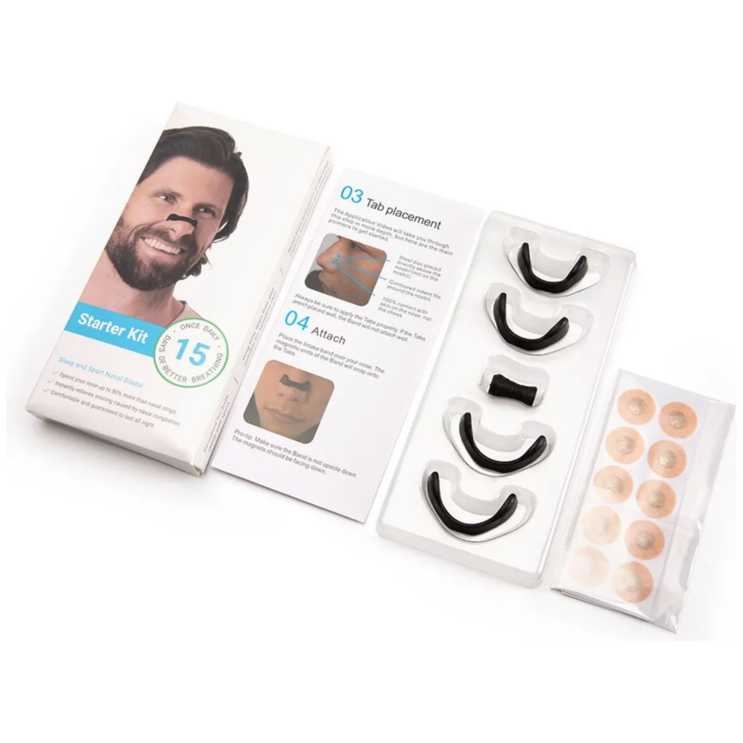 Tiras Nasales Magnéticas con 30 Parches